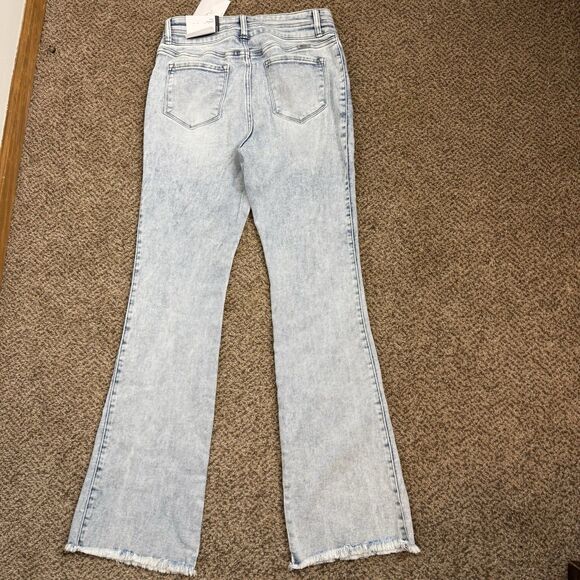 NWT KanCan Jeans Women's 11/29 High Rise Bootcut Flare Acid Wash Raw Hem - Picture 12 of 13